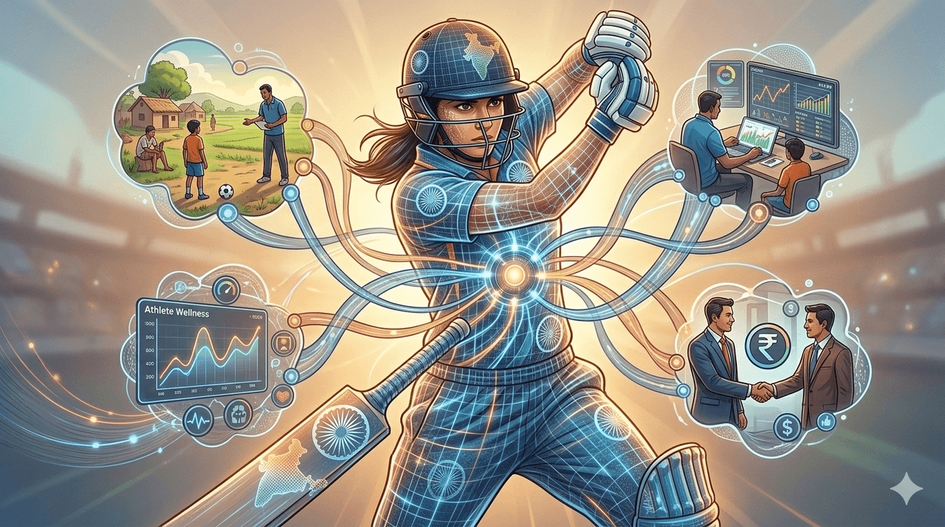 Cricket match in action